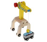 CRDARAAV Wooden Trains Railway Set Compatible Accessories Mobile Crane + Freight Car