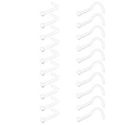 Crdifu 20PCS 22G Clear Nose Studs Retainer Set for Work School MRI Surgery Safe, 0.6mm Thin Clear Nose Piercing Flexible UV, 7mm Invisible L-Shape Nose Screw Stud Spiral Flat Nostril Retainers Plastic