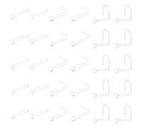 Crdifu 30PCS 18G Clear Nose Studs Retainer Set for Work School MRI Surgery Safe, UV Flexible Clear Nose Piercing 1mm, L-Shape Nose Bone Screw Spiral Flat Top 7mm 8mm Invisible Nostril Retainers