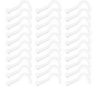 Crdifu 30PCS 18G Clear Nose Studs Retainer Set for Work School MRI Surgery Safe, UV Flexible Clear Nose Piercing 1mm, 7mm Flat Top Nose Screw Studs Spiral Invisible Nostril Retainers