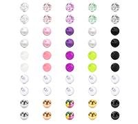 Crdifu 3mm Piercing Balls Mixed Colour 16G 1.2mm Glitter Glow, 50Pcs