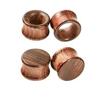 Crdifu Wooden Ear Tunnels Flesh Plugs 8mm - 20mm, 2 Pairs Solid Hollow | Wood Flesh Tunnel Piercing Jewellery for Men Women, Closed Plug Open Tunnel for Stretched Lobes