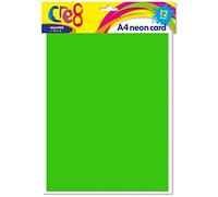 Cre8 Assorted Colour A4 Neon Card, Pack of 12 Sheets.