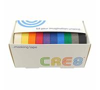 Cre8 Solid Colour Masking Tape - 10 Coloured Masking Tapes in a Box - 3 Sizes (12mm X 8M)