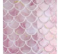 CRE8TIVE 16 PCS Pink Gold Peel and Stick Wall Tiles Fish Scale Tile Stickers Glossy Splashback for Kitchen Marble Effect Bathroom Tile Stickers Self Adhesive Tiles for Laundry Room 30.5cm x 30.5cm