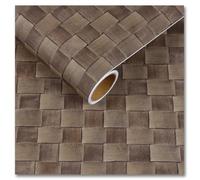 CRE8TIVE Bamboo Weaving Effect Contact Paper Self Adhesive Brown Textured Peel and Stick Wallpaper 30cm x 200cm Faux Rattan Weave Look Vinyl Wrap for Furniture Cupboard Wallpaper for Bedroom Kitchen