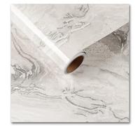 CRE8TIVE Beige Silver Peel and Stick Wallpaper Glossy Marble Contact Paper Self Adhesive Marble Vinyl Wrap Thick Wallpaper Waterproof Countertop Splashback for Kitchen Bathroom 30cm x 200cm