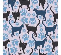 CRE8TIVE Black Blue Cat Wallpaper Peel and Stick Wallpaper for Bedroom Cute Paw Prints Animal Wall Paper Self Adhesive Removable Kids Nursery Contact Paper for Cabinet Bathroom Cupboard 30.5cm x 300cm
