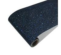 CRE8TIVE Black Blue Glitter Wallpaper 20cm x 900cm Thick Peel and Stick Wallpaper Chunky Glitter Vinyl Border Textured Contact Paper Removable Contact Paper for Bedroom Vinyl Wrap for Cabinet