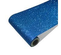 CRE8TIVE Blue Glitter Fabric Wallpaper Self Adhesive Contact Paper for Bathroom Vinyl Wrap for Furniture Stickers Sparkle Glitter Wallpaper Bedroom Cabinet Art Deco Mirror Packing Paper 20cmx200cm