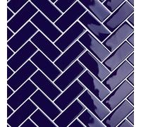 CRE8TIVE Blue Herringbone Self Adhesive Wall Tiles 4 Sheets Glossy Peel and Stick Wall Tiles Waterproof Stick on Tile Kitchen Dark Blue Bathroom Tile Stickers Fireplace Laundry Room 30.5cm x 30.5cm