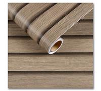 CRE8TIVE Brown Wood Slat Wallpaper for Bedroom 30cm x 200cm Peel and Stick Wallpaper for Kitchen Backsplash Wood Effect Vinyl Wrap for Furniture Countertop Sticky Back Plastic Roll Conatact Paper