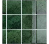 CRE8TIVE Dark Green Self Adhesive Wall Tiles 4 PCS Square Tile Stickers Splashback for Kitchen Waterproof Marble Effect Stick on Tiles for Bathroom Mosaic Tile Fireplace Shower Room 30.5cm x 30.5cm