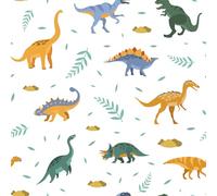 CRE8TIVE Dinosaur Wallpaper Cute Animal White Cartoon Peel and Stick Vinyl Wrap Nursery Wallpaper for Kids Room Contact Paper Self Adhesive for Bedroom Boys Cabinet Countertop 30.5cm x 300cm