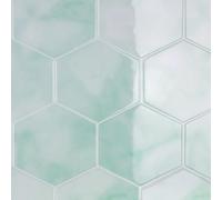 CRE8TIVE Green Hexagon Wall Tiles Peel and Stick Wall Tiles Waterproof 16PCS Light Green Marble Splashback for Kitchen Stick on Tile for Bathroom Shower Room Tile Stickers Laundry Room 30.5cmx30.5cm