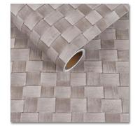 CRE8TIVE Grey Weave Look Self Adhesive Wallpaper for Living Room 30cmx200cm Bamboo Weaving Effect Contact Paper Waterproof Matte Vinyl Wrap for Furniture Kitchen Wallpaper for Bathroom Cabinet Drawer