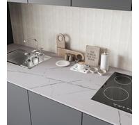 CRE8TIVE Light Grey Marble Wallpaper Waterproof Peel And Stick Wallpaper 30cm x 200cm Matte Contact Paper Self Adhesive Grey White Kitchen Vinyl Wrap Bathroom Wall Paper Worktop Vinyl Covering Cabinet