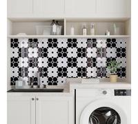 CRE8TIVE Peel and Stick Wall Tiles 16 PCS Black White Tile Stickers Stick on Tiles Kitchen Octagon and Square 3D Wall Tile Bathroom Tile Stickers Splashback for Kitchen Laundry Room 30.5cm x 30.5cm
