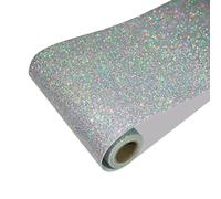 CRE8TIVE Silver Glitter Wallpaper Self Adhesive 20cm x 900cm Silver Contact Paper Self Adhesive Sparkle Glitter Vinyl Wrap for Furniture Cabinet Textured Wallpaper for Mirror Frame Stairs Vintage