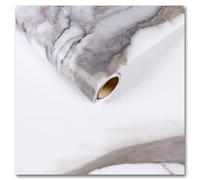CRE8TIVE White Marble Contact Paper Brown Grey White Peel and Stick Wallpaper Thick Kitchen Wallpaper Waterproof Marble Effect Vinyl Wrap Kitchen Worktop Covering Bathroom Cabinets 30cm x 200cm