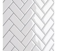 CRE8TIVE White Self Adhesive Wall Tiles Herringbone Tile Stickers for Bathroom Waterproof Splashback for Kitchen Stick on Wall Tile Sticky Back Tiles Sheet for Laundry Room 28.5cm x 30.5cm 4 Pieces