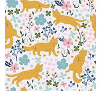 CRE8TIVE Yellow Cat Self Adhesive Wallpaper Butterfly Floral Wallpaper for Bedroom Vinyl Wrap for Furniture Vintage Contact Paper Waterproof Nursery Wall Paper for Living Room Bathroom 30.5cm x 300cm