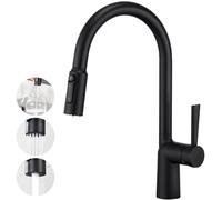 CREA 3 Way Water Filter Tap With Pull Out Sprayer, Single Handle Mixer, 360° Swivel Kitchen Tap, Matte Black