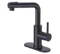 CREA Black Kitchen Faucet with Pull Down Sprayer - Bar Sink Faucets Single Hole/Handle - Modern Stainless Steel Small Kitchen Faucet for Mini Sink RV Outdoor Utility Laundry Faucet