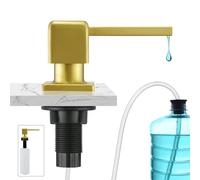CREA Brushed Gold Countertop Soap Dispenser for Sink with 17 OZ Bottle and 39" Extension Tube Kit, Refill from The Top