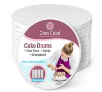 Crea Cake® 12PCS Cake Drums 10 Inch Round, Cake Boards Set, 1/2" Thick Paper Board, Sturdy Cardboard Rounds for Wedding & Birthday Cakes, Food Grade Drum, Pizza Base, Grease Proof Cakedrums (White)