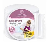 Crea Cake® 12PCS Cake Drums 10 Inch Round, Cake Boards Set, 1/2" Thick Paper Board, Sturdy Cardboard Rounds for Wedding & Birthday Cakes, Food Grade Drum, Pizza Base, Grease Proof Cakedrums (White)