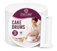 Crea Cake® 12PCS Cake Drums 10 Inch Round, Cake Boards Set, 1/2" Thick Paper Board, Sturdy Cardboard Rounds for Wedding & Birthday Cakes, Food Grade Drum, Pizza Base, Grease Proof Cakedrums (White)