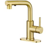 CREA Gold Kitchen Faucet with Pull Down Sprayer - Bathroom & Utility Sink Faucet - Single Handle, 3 or 1 Hole