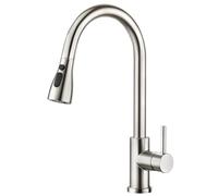 CREA Kitchen Mixer Tap with Pull Out Sprayer, 360° Swivel Single Handle Sink Tap with Magnetic Docking, Stainless Steel