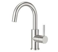 CREA Kitchen Single Handle Mixer Tap,Kitchen Sink Tap, Basin Taps with 360° Swivel Spout, for Small Kitchen or Bathroom, Bar Sink Tap with UK Standard Fittings, Stainless Steel