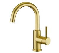 CREA Kitchen Single Handle Mixer Tap,Kitchen Sink Tap, Basin Taps with 360° Swivel Spout, for Small Kitchen or Bathroom, Bar Sink Tap with UK Standard Fittings, Gold