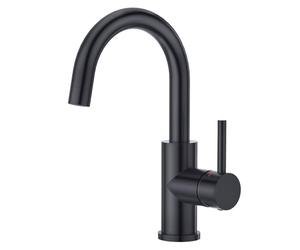 CREA Kitchen Single Handle Mixer Tap,Kitchen Sink Tap, Basin Taps with 360° Swivel Spout, for Small Kitchen or Bathroom, Bar Sink Tap with UK Standard Fittings, Matte Black