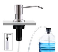 CREA Kitchen Sink Soap Dispenser Built in Counter top Soap Dispenser Pump in Stainless Steel with 17 OZ PP Bottle and 39" Extension Tube Kit, Refill from The Top, Brushed