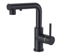 CREA Kitchen Tap with 3 Function Sprayer, Pull Out Kitchen Mixer Tap, 360° Swivel Kitchen Sink Tap, Single Handle Sink Tap for Bathroom or Kitchen, Matt Black