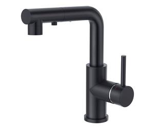 CREA Kitchen Tap with 3 Function Sprayer, Pull Out Kitchen Mixer Tap, 360° Swivel Kitchen Sink Tap, Single Handle Sink Tap for Bathroom or Kitchen, Matt Black