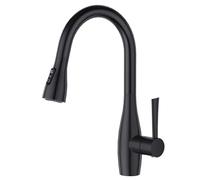 CREA Kitchen Tap With Pull Out Spray, 3 Function 360° Swivel Mixer for Sink, Single Handle Matte Black