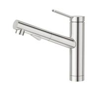 CREA Kitchen Tap with Pull-Out Spray, Kitchen Mixer Tap with 2 Jet Modes, Kitchen Sink Tap Swivel 120°, Brushed Stainless Steel