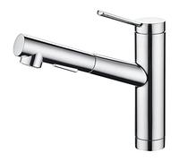CREA Pull Out Kitchen Taps, Kitchen Mixer Tap with 2 Function Sprayer, 120° Swivel Single Handle Sink Mixer Taps, Kitchen Sink Tap with Pull Out Sprayer, Chrom