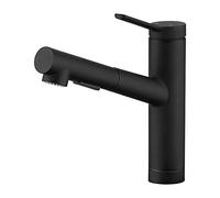 CREA Pull Out Kitchen Taps, Kitchen Mixer Tap with 2 Function Sprayer, 120° Swivel Single Handle Sink Mixer Taps, Sink Tap with Pull Out Sprayer, Matte Black
