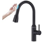 CREA Touch Sensor High Arch Kitchen Sink Mixer Tap with Pull Out Spray, Single Lever Kitchen Tap,Black