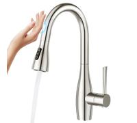 CREA Touch Sensor Kitchen Tap, Touch On Mixer Tap with Pull Out Sprayer, Kitchen Sink Tap with 3 Function, 360° Swivel for Kitchen Sink, Pull Out Sprayer, Stainless Steel
