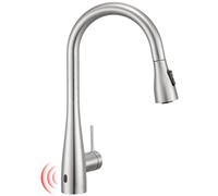 CREA Touchless Kitchen Tap with Infrared Sensor - 360° Swivel Mixer & 3-Function Sprayer, Stainless Steel