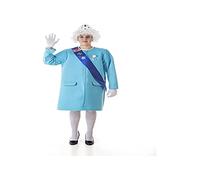 Creaciones Llopis 8422808003151 Size L Corona Elizabeth II Men, Queen of England Costume for Adult (Large), Checkered, Blue