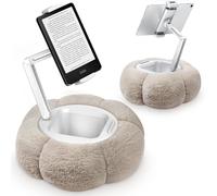 CreaDream Pumpkin Tablet Pillow Stand, Kindle Holder, Adjustable Kindle Stand for Bed with Detachable Snack Bowl, Compatible with 4.7"-13" IPad, Tablet, Phone(Khaki)