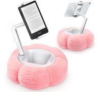 CreaDream Pumpkin Tablet Pillow Stand, Kindle Pillow Holder Stand for Bed with Detachable Snack Bowl, Compatible with 4.7"-13" IPad, Tablet, Phone, Kindle (Pink)